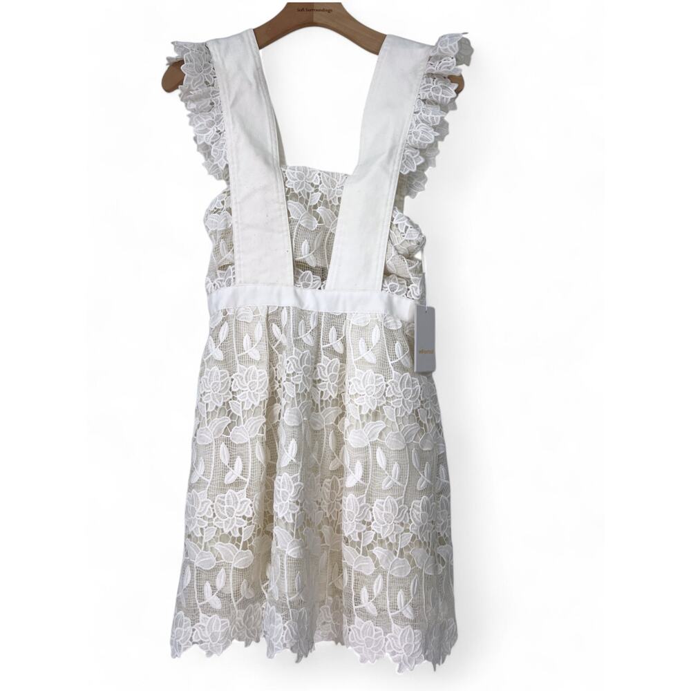 Self-Portrait x Revolve | NWT | 2 | Frilled A-Line White Lace Apron Ruffle Dress - Picture 6 of 7